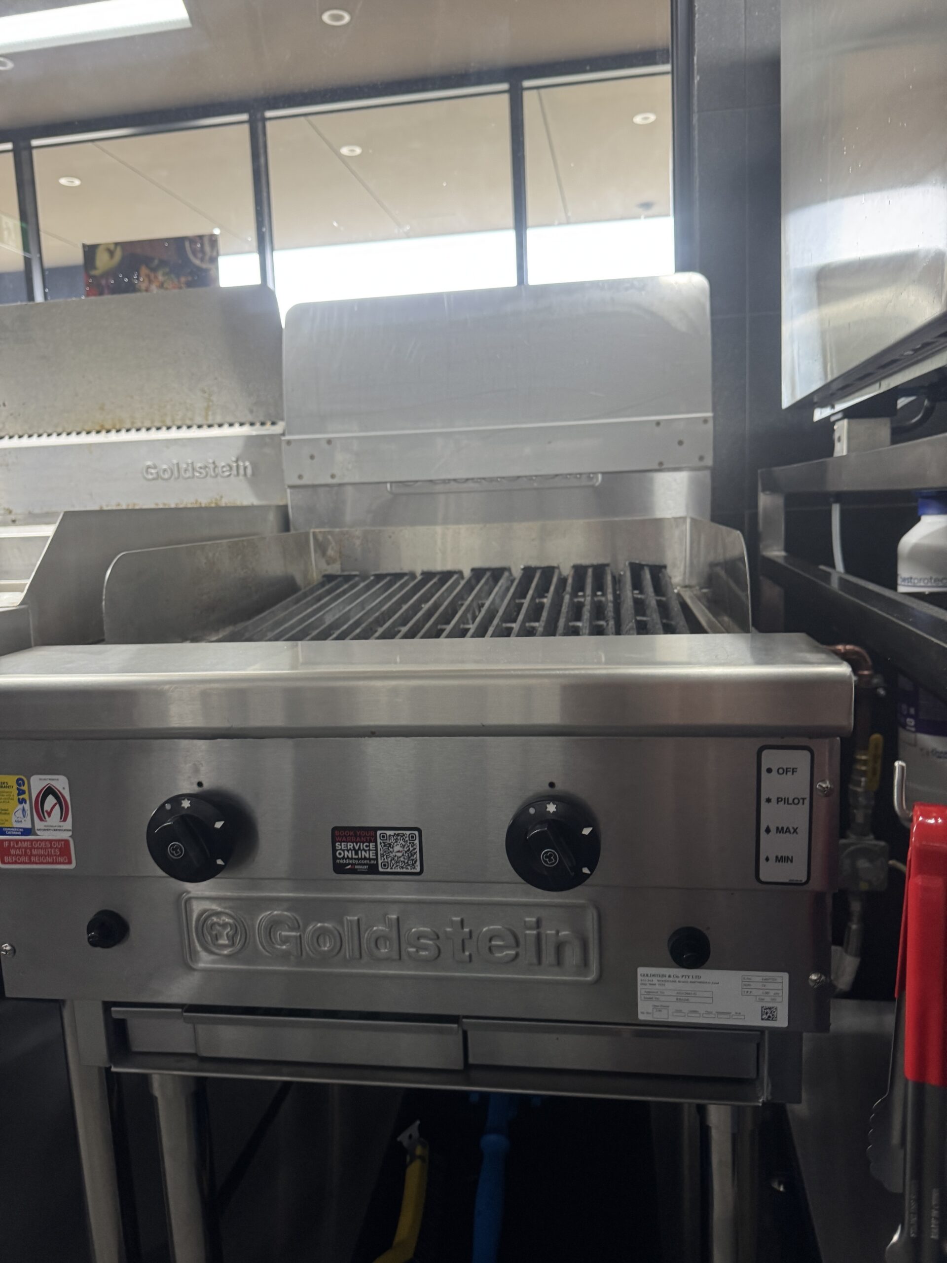 Commercial kitchen gas fitting